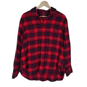Madewell Shirt Medium Red Black Flannel Buffalo Plaid Pocket Button Up Top